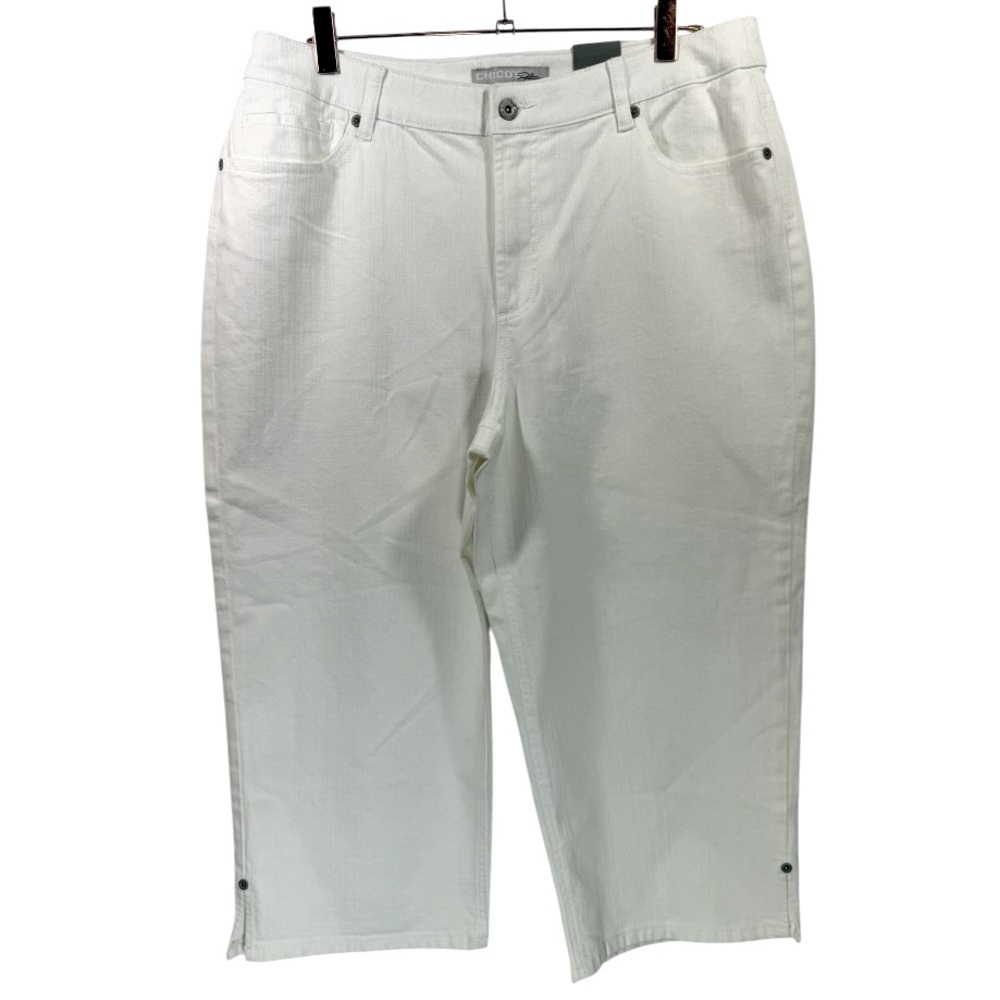 NWT Chico’s Platinum Quartz Jeweled Pocket Crop Jeans Optic White XL/16
